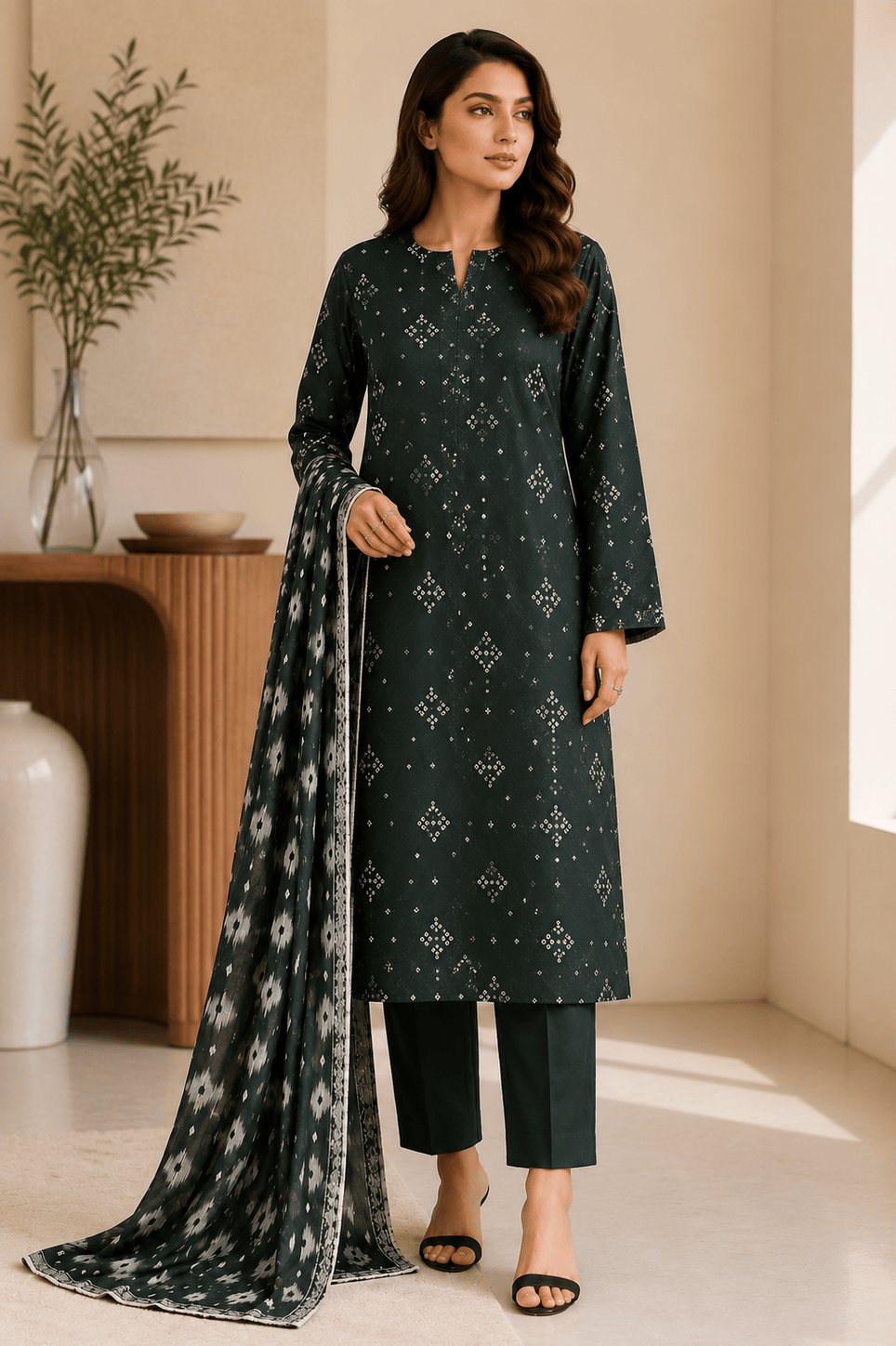 Safina — Midnight Wild | 3 Piece Unstitched Suit