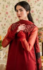 Asifa & Nabeel Luxury 3 Piece Digital Printed Lawn Suit – Maroon Red | Eid Collection 2026