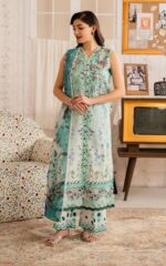 Zara Shahjahan / Sobia Nazir — Eid Luxury 3-Piece Organza Suit | Mint Green Floral Embroidered with Printed Dupatta