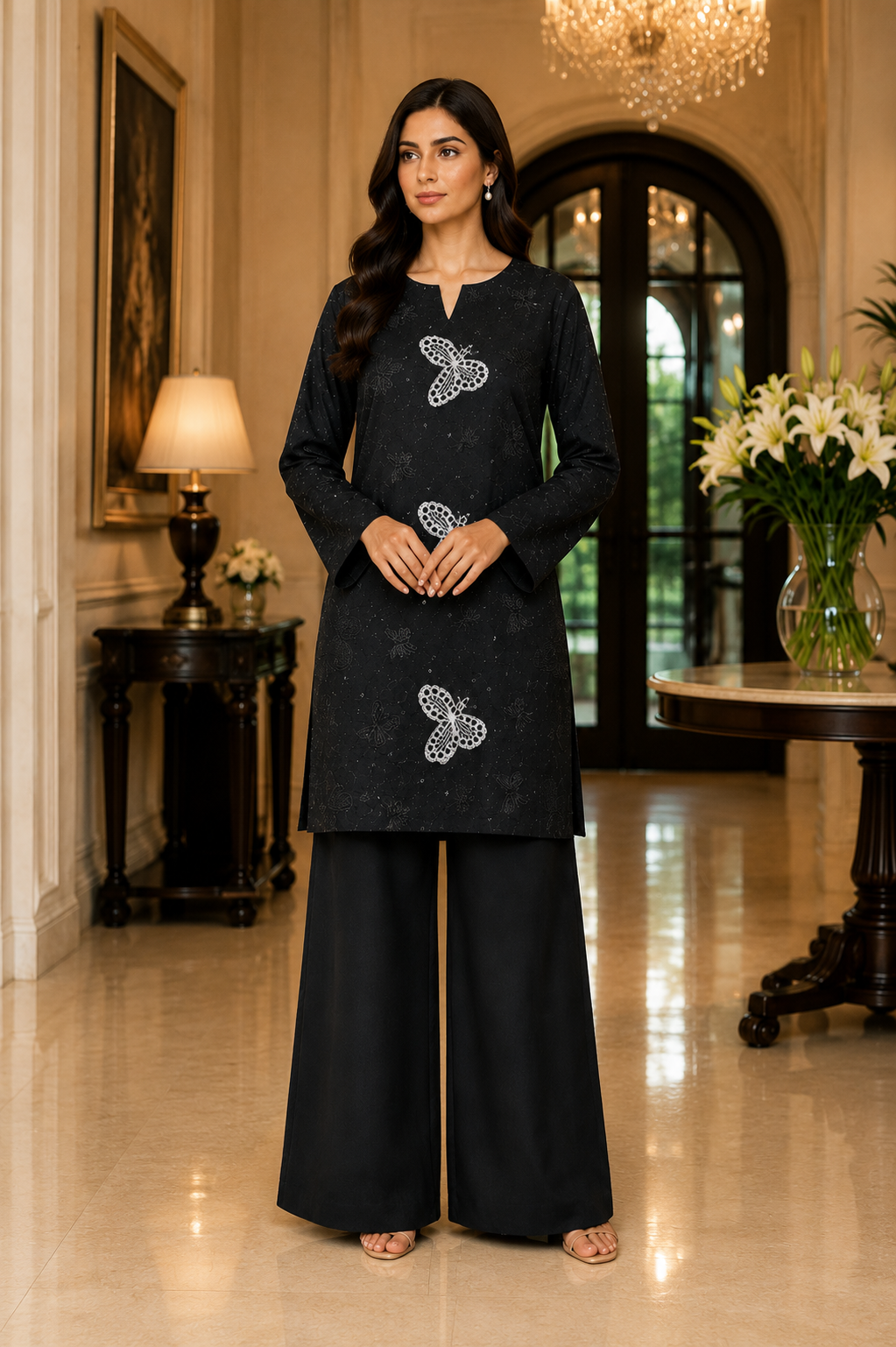 Maria B Breeze — "Flutter" All-Over Butterfly Embroidered Lawn Suit