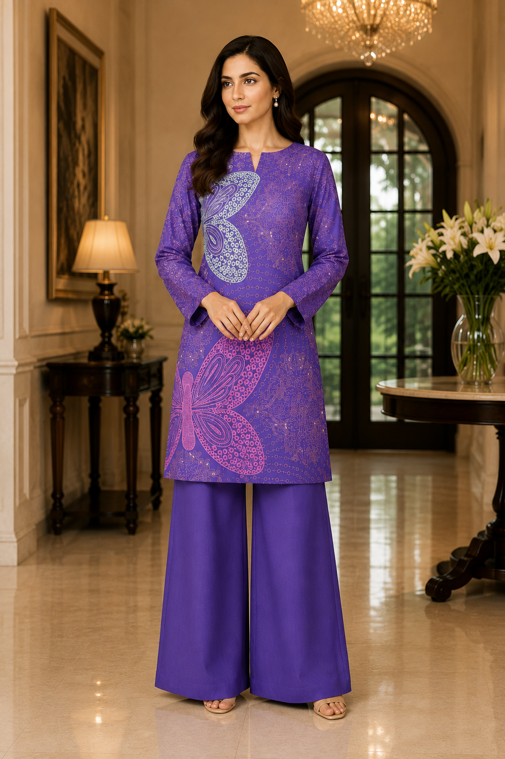 Maria B Breeze — "Flutter" All-Over Butterfly Embroidered Lawn Suit
